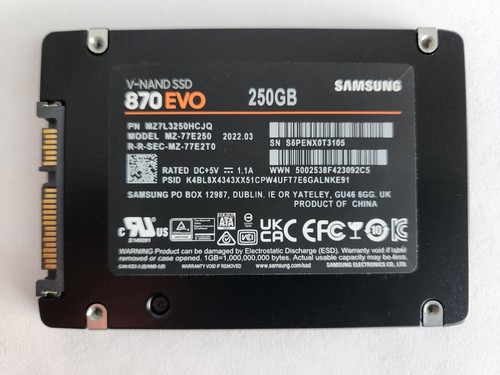 Samsung 870 EVO 250gb SATAIII SSD - MZ-77E250 - 2,5Zoll