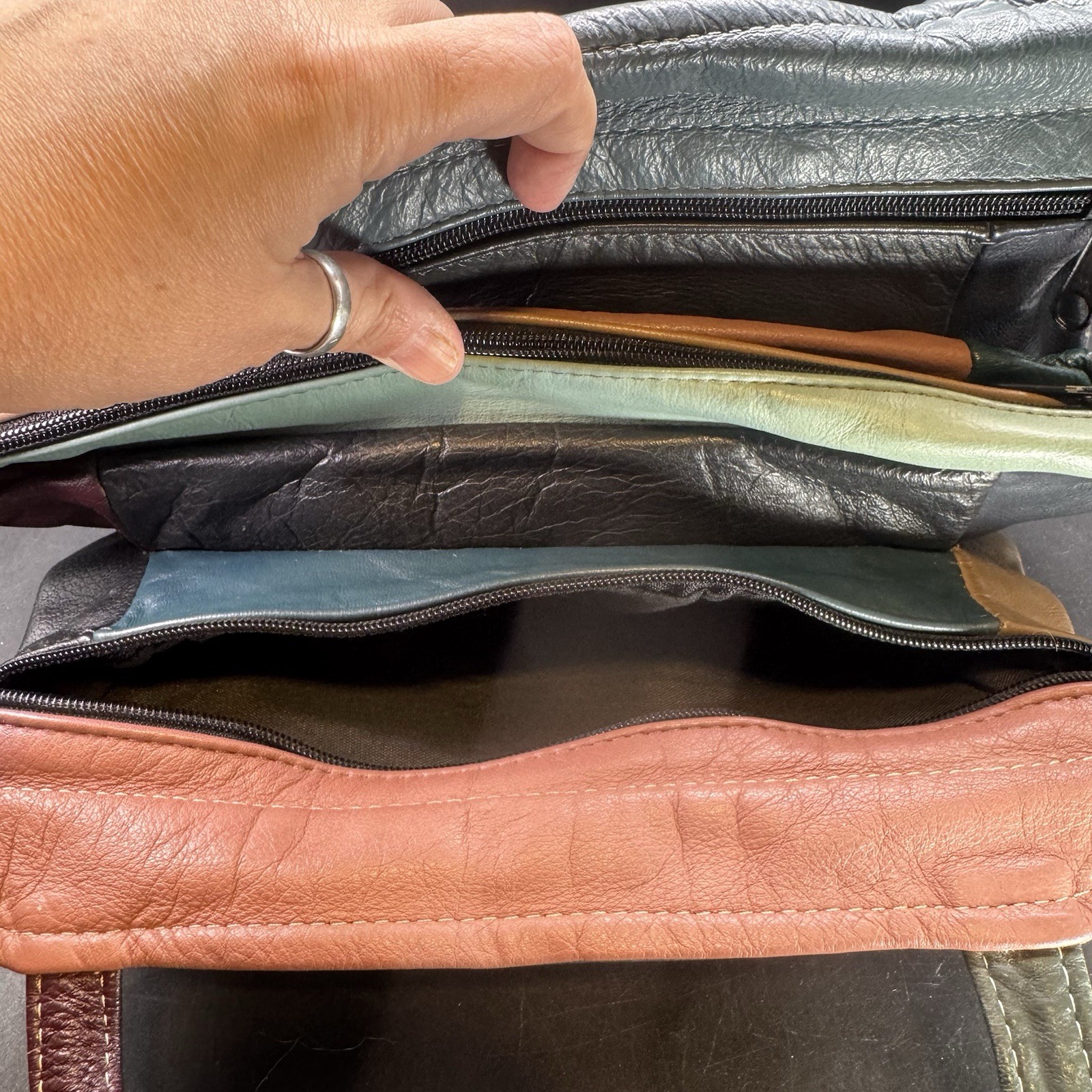 Multicolor Leather Patchwork Shoulder Purse Bag D… - image 10