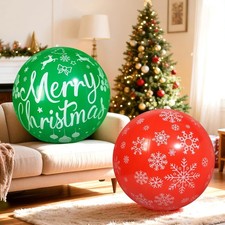 2 PCS Large Christmas Inflatable Balls 32 Inch Outdoor Yard Decorations