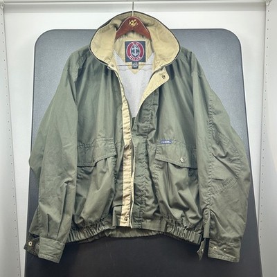 JG Hook Mens Olive Green Harrington Bomber Jacket Full Zip Mesh Lined Large