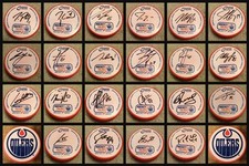 Orange Puck Set of 22 Edmonton Oilers 2013-14 Mental Health Hockey Talks MINT