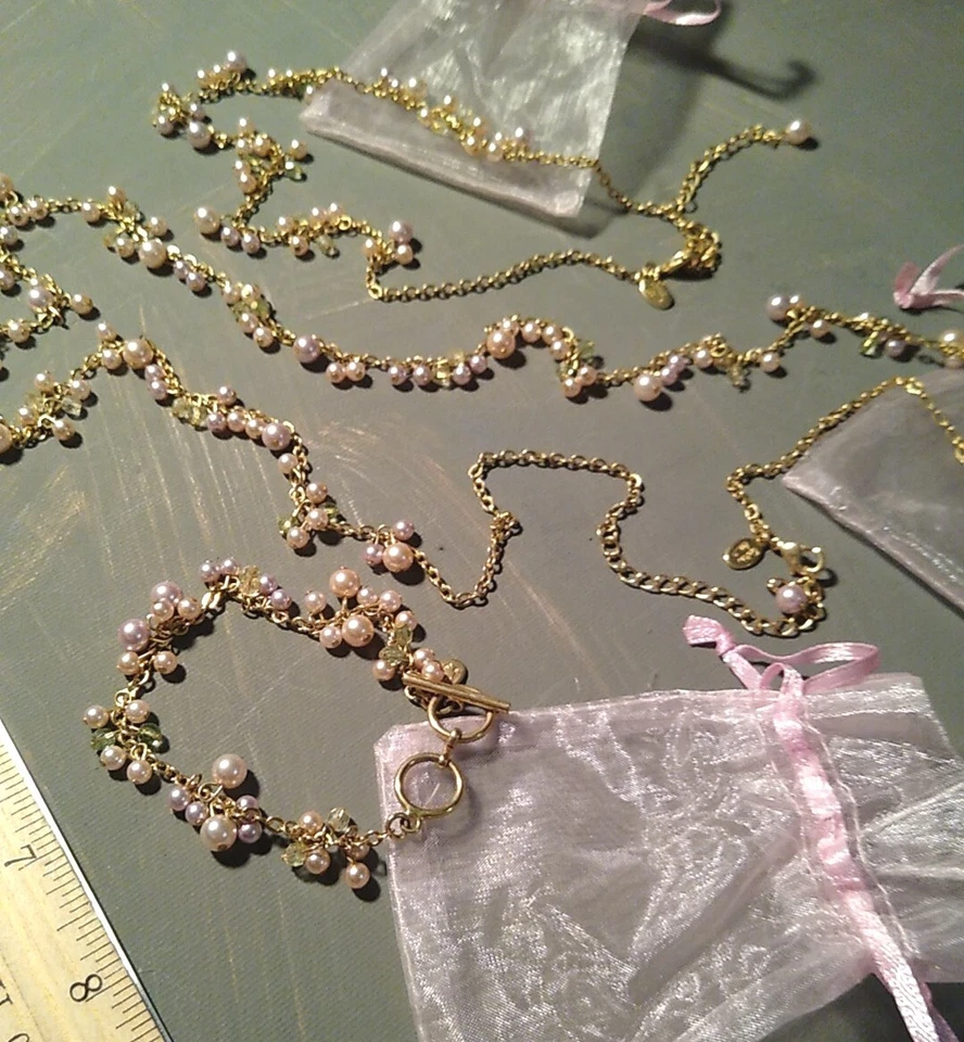 COOKIE LEE Coordinating Jewelry 3pc Coordinating Lot, Pink Pearl and Gold Tone! - Image 4 of 4