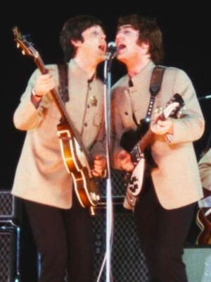 Handmade The Beatles John Lennon Shea Stadium Beige Jacket