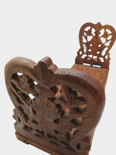 Carved Wooden Adjustable Book Holder 12-23" VTG India Expandable Ornate Shelf