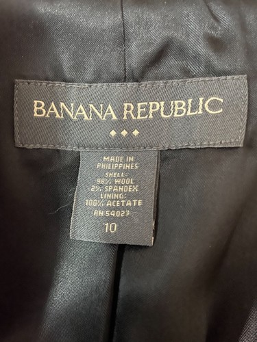 Banana Republic Blazer 10 Black Wool Spandex Stretch Pockets Fully Lined - Picture 10 of 10