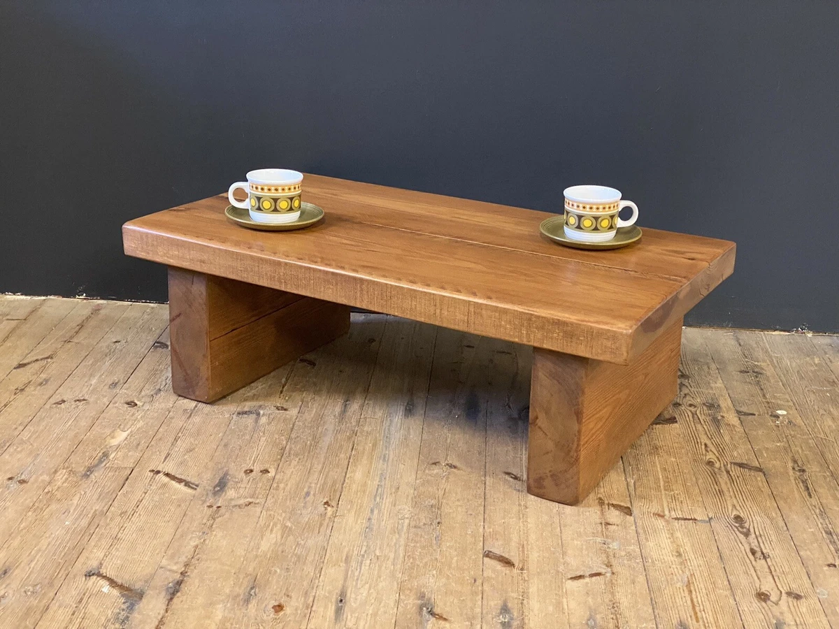 New Rustic Wood Coffee Table Chunky Thick Legs eBay
