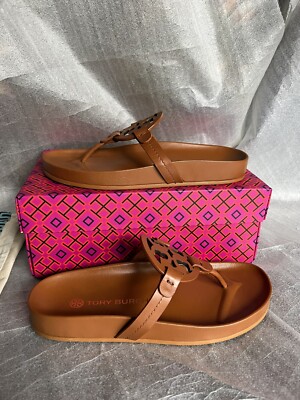 Tory Burch Miller Cloud Thong Sandals Leather/ Color MIELE/ US 7 M