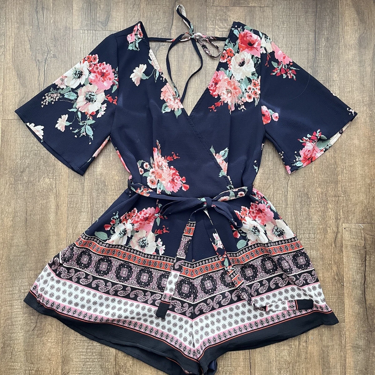 Three pink top hearts romper