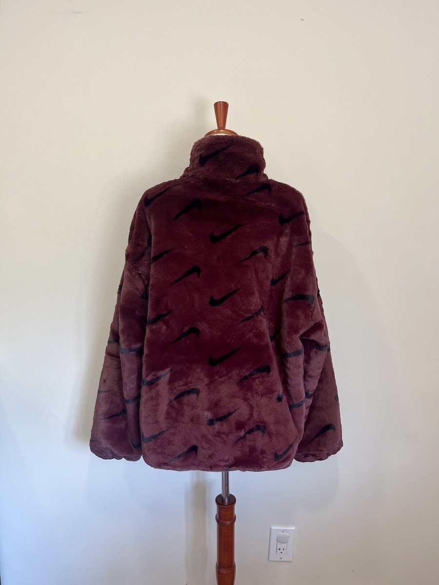 NWT $185 Nike W's Sportswear​ Faux Fur Allover Print Jacket