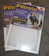16x24x1 3M Filtrete Advanced Allergen Air Filter (2-Pack) 1500 Filtration Level