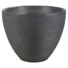 Large Round Plastic Plant and Flower Pot Planter Ribbed Black Grey Cream Garden