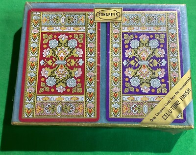 Sealed TWIN SET Old Vintage USPCC Congress * ARTIST FLOWERS * Pack Playing Cards