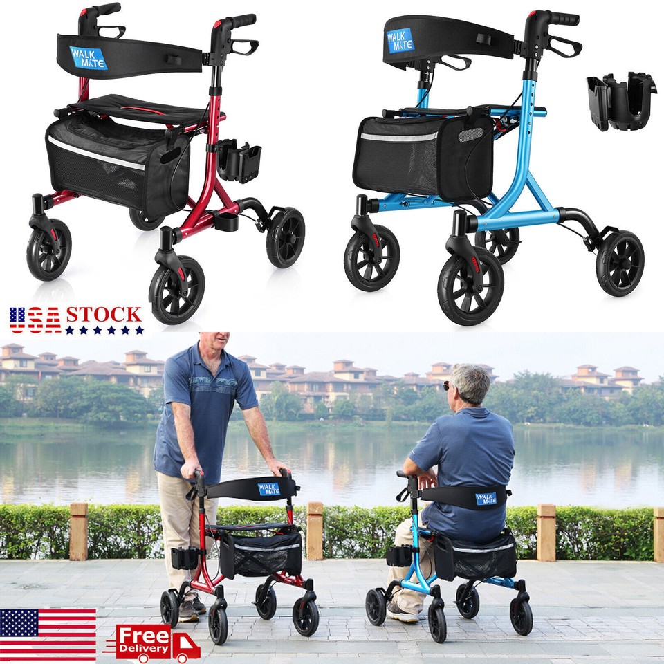 Senior Walker Lightweight Rollator Walker With Seat Back Support ...