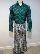 VINTAGE 60S 70S DISCO MENS PANTS SIZE 32X32 PLAID BELL BOTTOM   FLARE LEG AUTEN