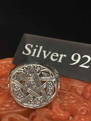 Solid Silver Wiccan Star  Signet Ring