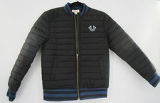 True religion boys black quilted bomber blue trim size small