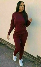 Ladies Long Sleeve Plain Lounge Wear Set Casual Comfy Two Piece Womens Tracksuit