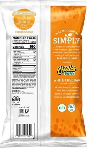 Simply Cheetos PUFFS White Cheddar Flavored Cheese Snacks 8 Oz (Pack of 4) - Picture 2 of 8
