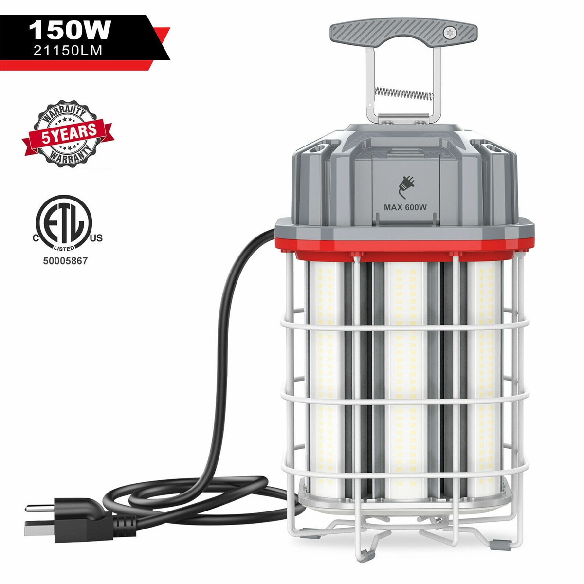 150W LED Temporary Work Light Portable Building Construction Workshop Light ETL