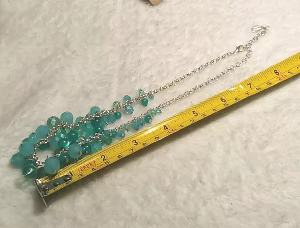 Collar Gargantilla ROBERT ROSE Tono Plata, Acrílico Tono Aqua Cuentas "Cha-Cha"! Foto 2 de 4