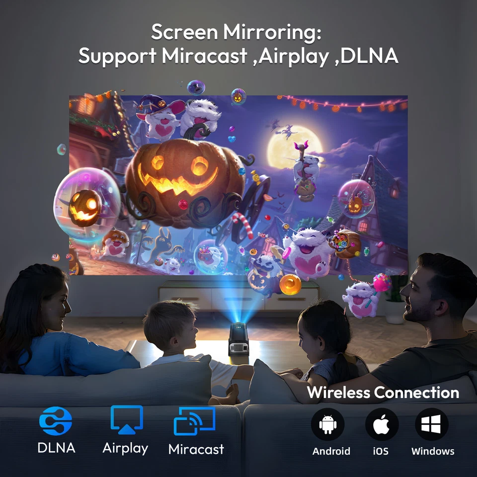 4K Projector 12000LMS 1080P 3D 5G WiFi Bluetooth Video Home Theater 200" Display - Image 3 of 4