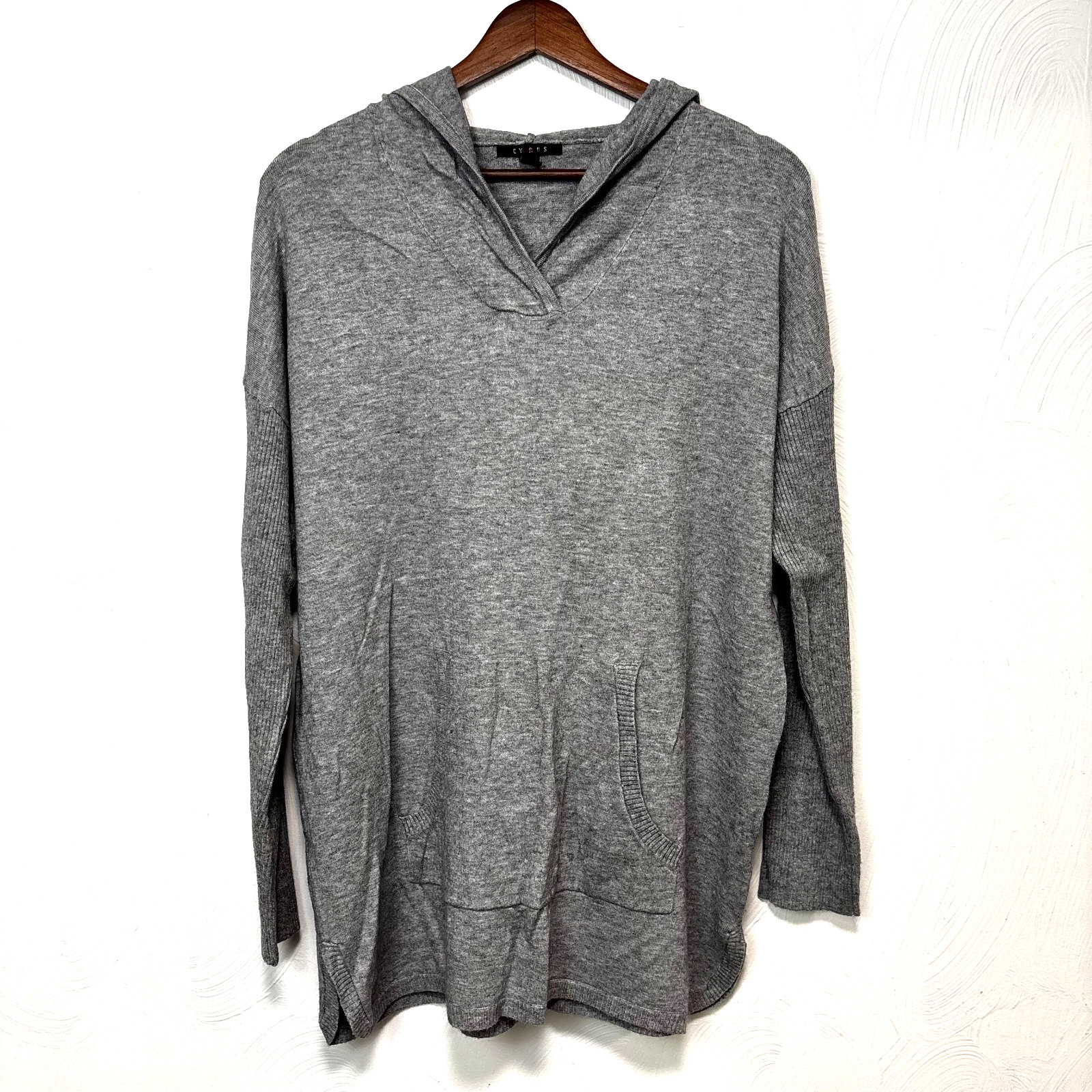 Gray Knit Hoodie Long Sleeve Basic Pullover Women… - image 1