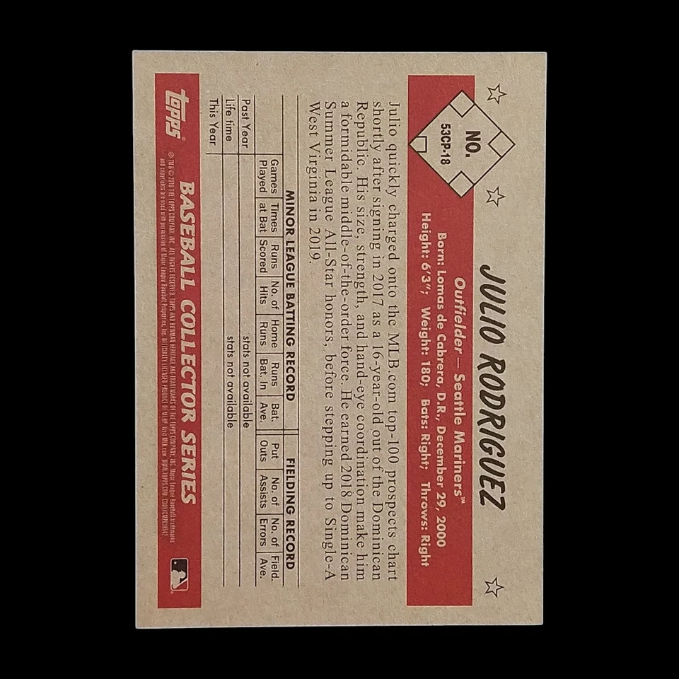 2019 Bowman Heritage Chrome Julio Rodriguez Orange Refractor /25 - Image 2 of 2