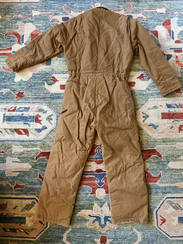 Dickies Coveralls Men 38x40 Brown Duck Canvas Pockets Winter Lining