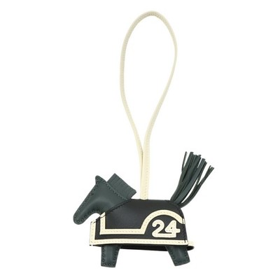 HERMES Rodeo Robeo PM Bag Charm Agneau Milo Vert Mangrove Black Craie 90325545