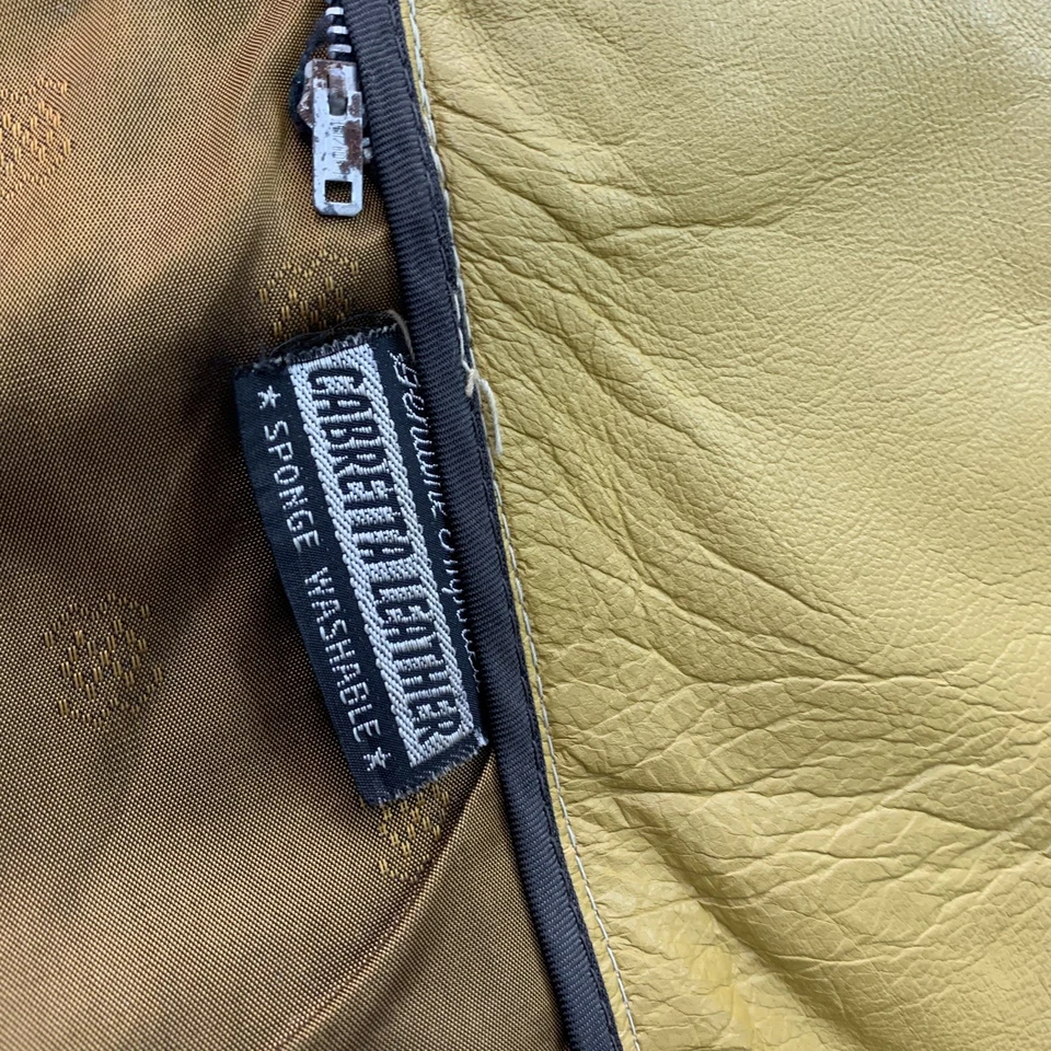 VTG Schott Bros Inc Women's Cabretta Leather Car Coat Jacket Mustard M/L Rare - Image 4 of 4