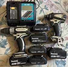 Used Makita 18V LXT Drill/Driver Impact Set DC18RF Charger 6 Batteries