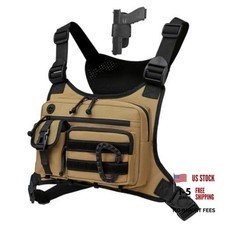 Outdoor Chest Bag For Men and Women, Tactical Vest For Running, Cycling, Khaki