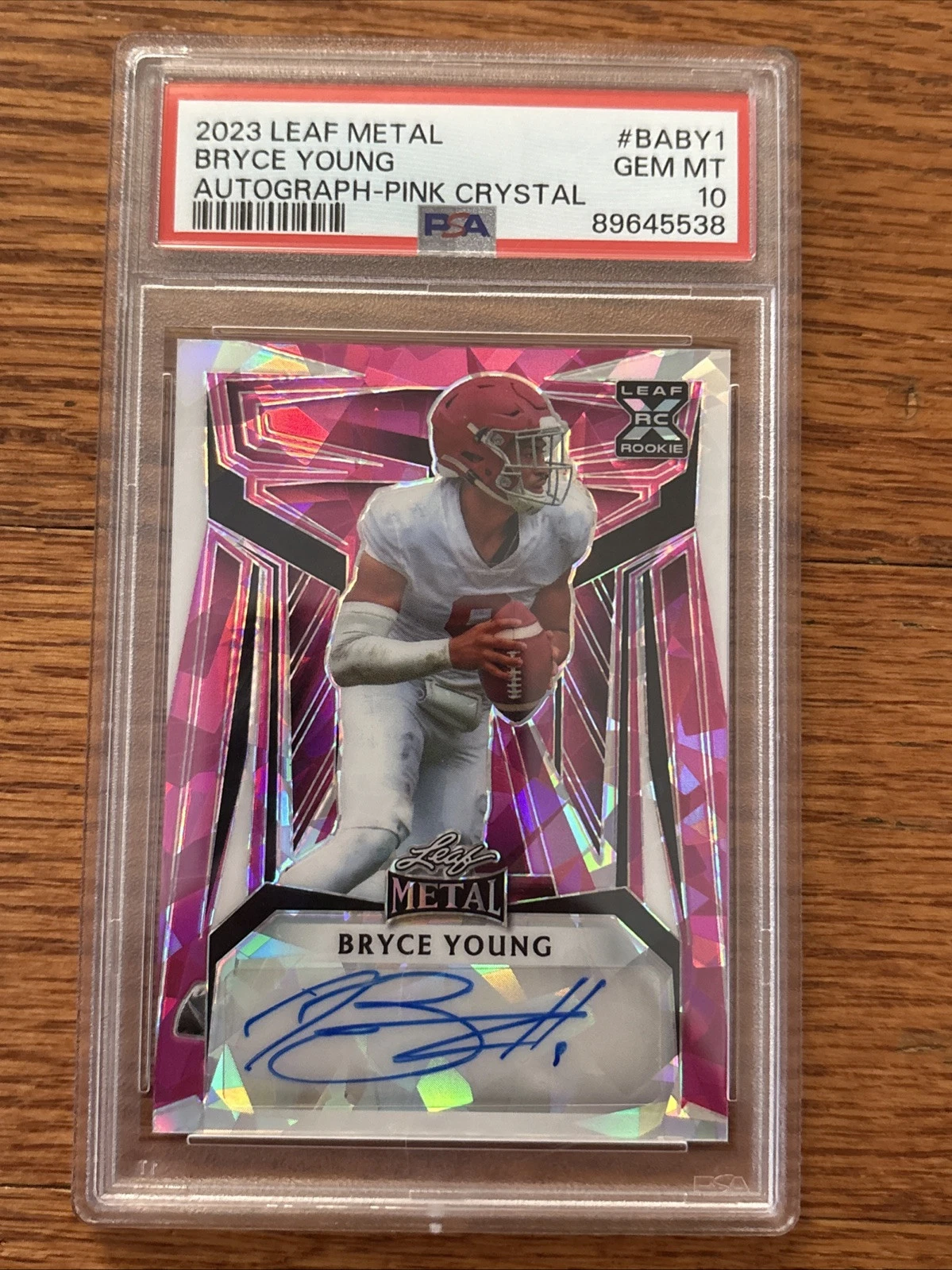 Bryce Young Leaf Metal Autographs #BABY1 Pink Crystal