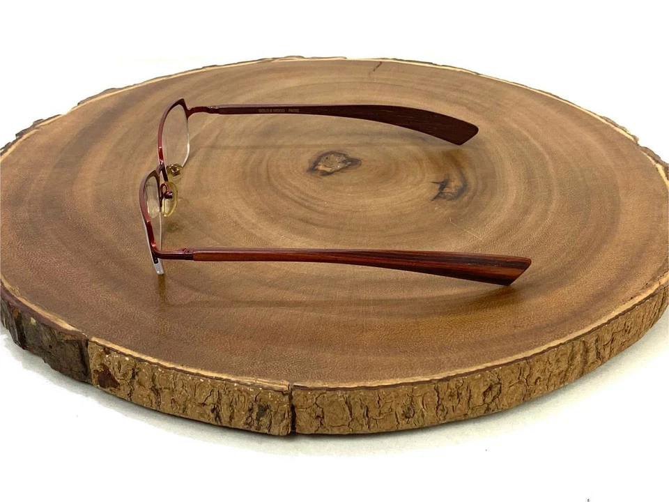 GOLD AND WOOD PARIS Eyeglass Frame M02 17 Burgundy Half Rim BA14 France 51 19 mm - Image 4 of 4