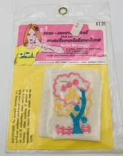Iron On Embroidery Tree EZ Nu-Method Pink Patch Psychedelic Barbie Vintage NOS