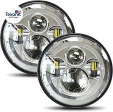 2Pcs Projector 7 Inch LED Headlight Hi/Lo Beam Chrome 7 round H6024 LED Headli