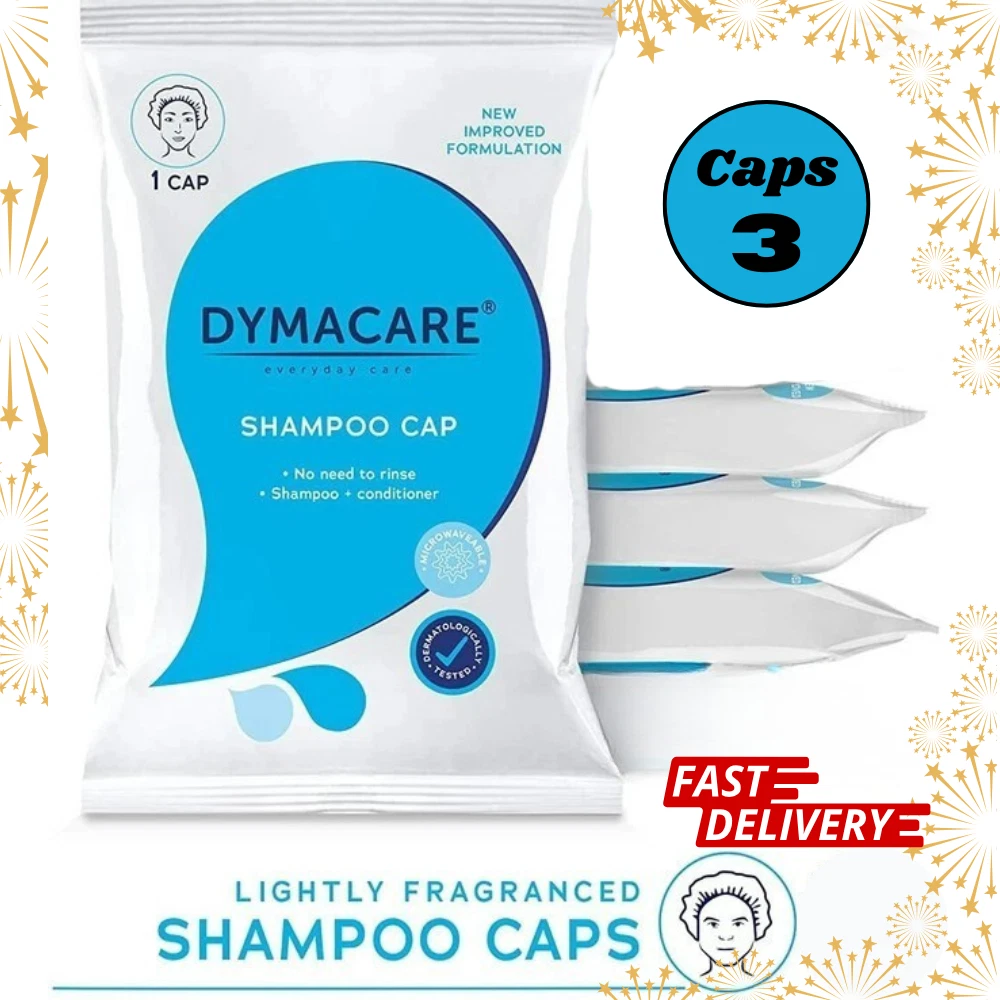 DYMACARE Rinse Free Shampoo Cap mit Conditioner mikrowellengeeignet 3er Pack Kapseln