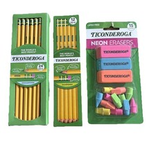 Dixon Ticonderoga 2 HB Pencils 24 Unsharpened  12 Sharpened  Erasers