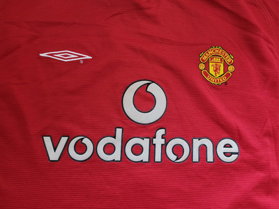 David Beckham 7 Manchester United 2000-2002 Umbro Home Retro Jersey - - Ou Gold