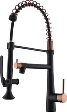 Sleek Matte Black  Gold Pull Down Kitchen Faucet - Stylish  Functional