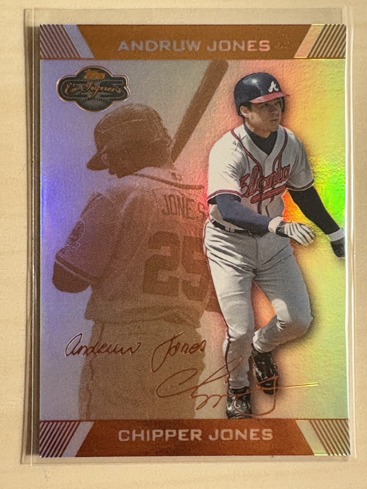 2007 Topps Co-Signers Chipper Jones Andruw Jones Hyper Silver Bronze /50 Braves