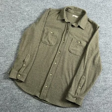 Faherty Shirt Mens Large Green Herringbone Knit Button Front Casual Pockets