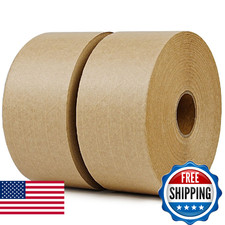 CHUANGSEED 2-Pack Reinforced Water Activated Gummed Kraft Paper Tape, 2.75 inch