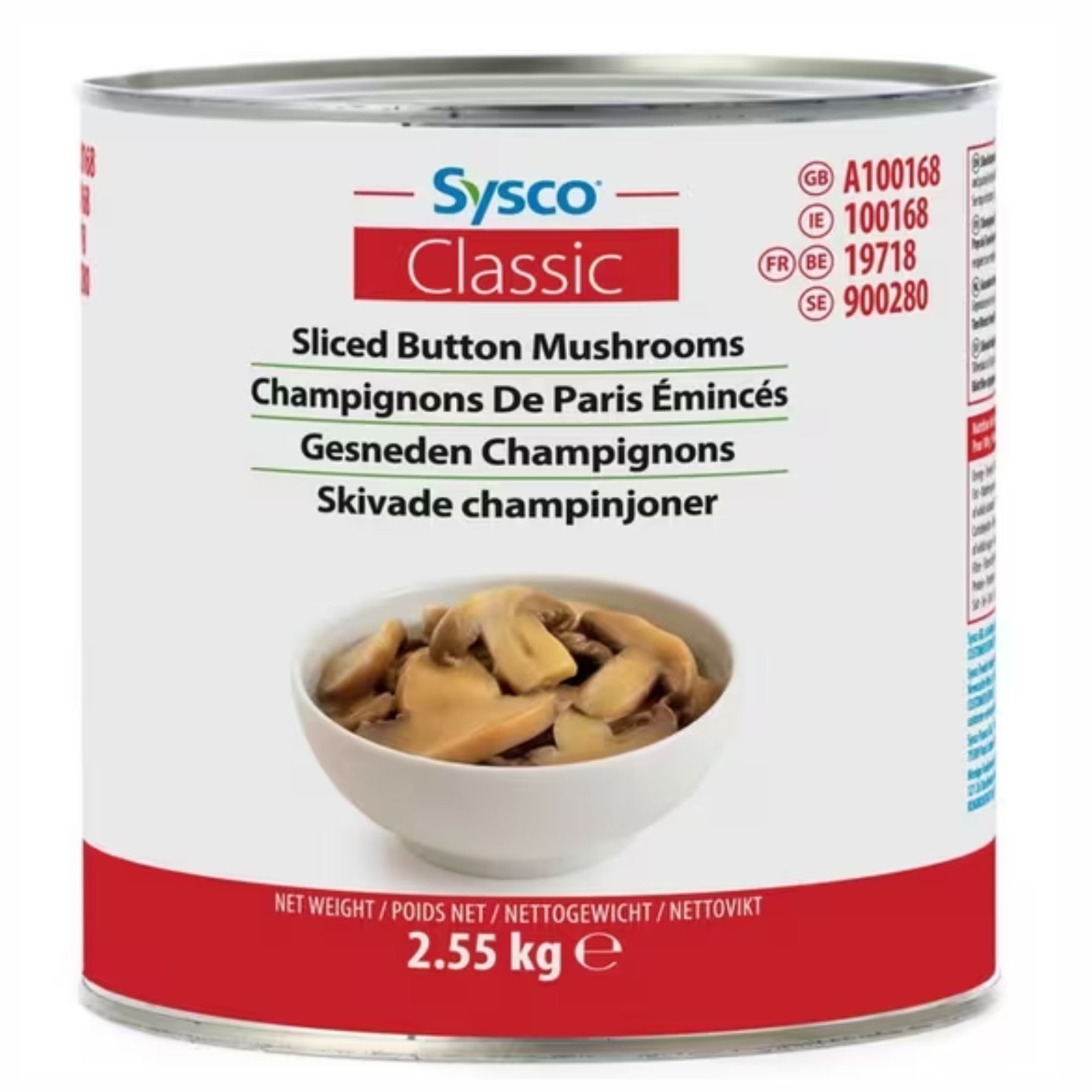 Sysco Classic Sliced Button Mushrooms 2.55kg Bulk Catering Tin | Pizza & Pasta