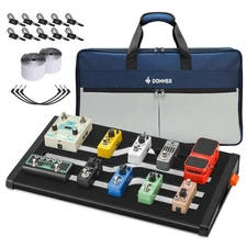 Guitar Effects Pedal Board with Backpack Custom Tape and Cable Management Kit