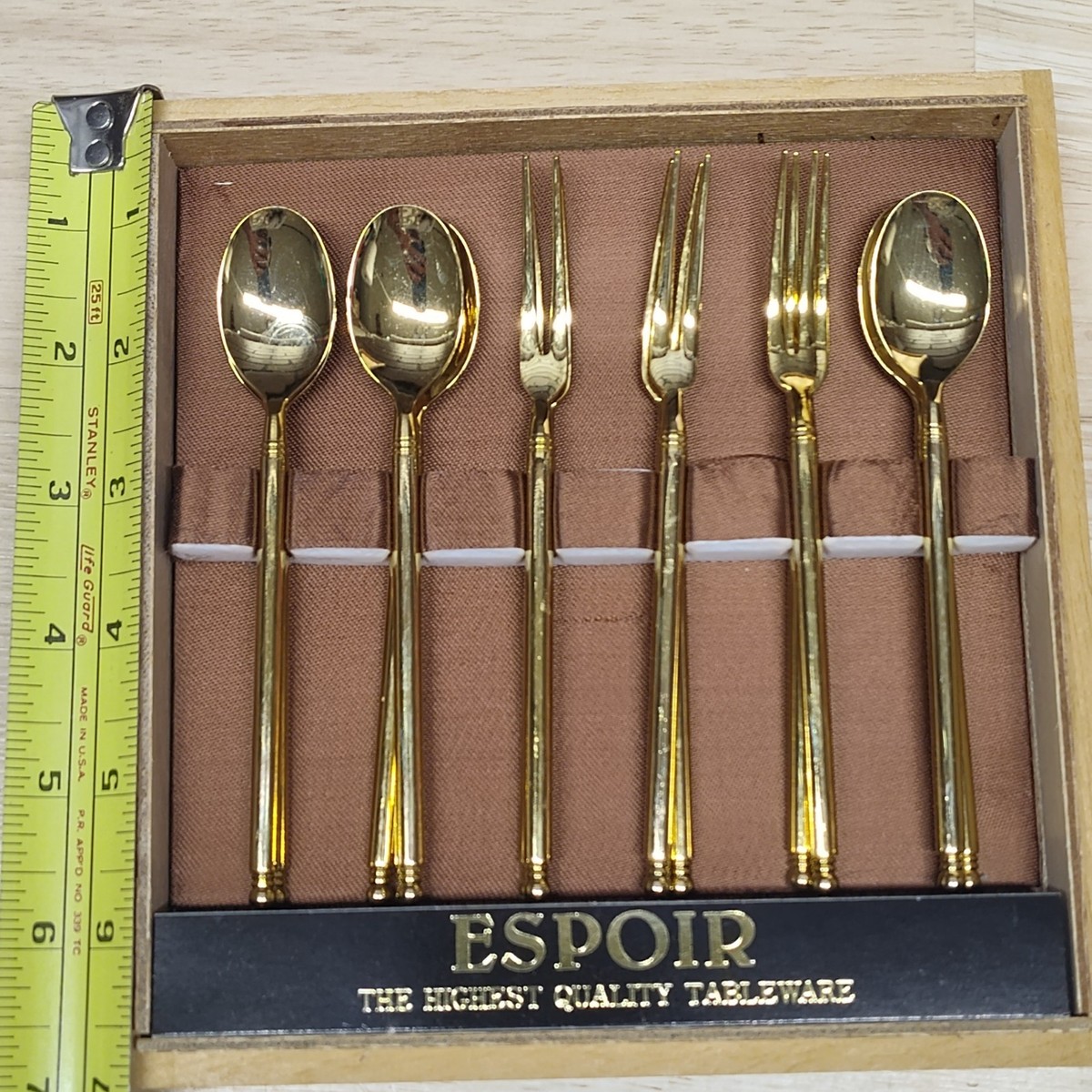 Martian Espoir Japanese 5本セット ゴールドスプーン 未使用:ESPOIR Original Silverware Plated Gold Piece 12 カトラリー(スプーン等)