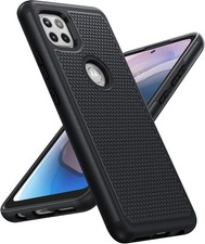For Moto One 5G Ace Motorola / Matte Black Armor Case Dual Layer Heavy-Duty