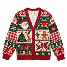 Christmas Patchwork Holiday Knitted Cardigan