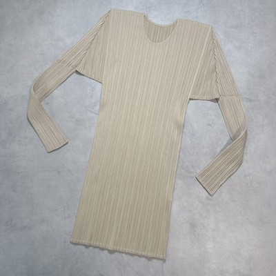 PLEATS PLEASE ISSEY MIYAKE Beige Cut And Sew Tops Langarm Größe 4