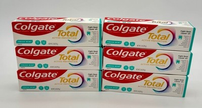 6 Colgate Total Active Prevention Fresh Mint Toothpaste 3.3 oz EXP 2027